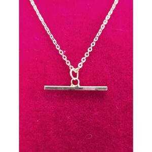 Minimalist Gold Bar Necklace Dainty Chain Horizontal Pendant Coquette 16 in.